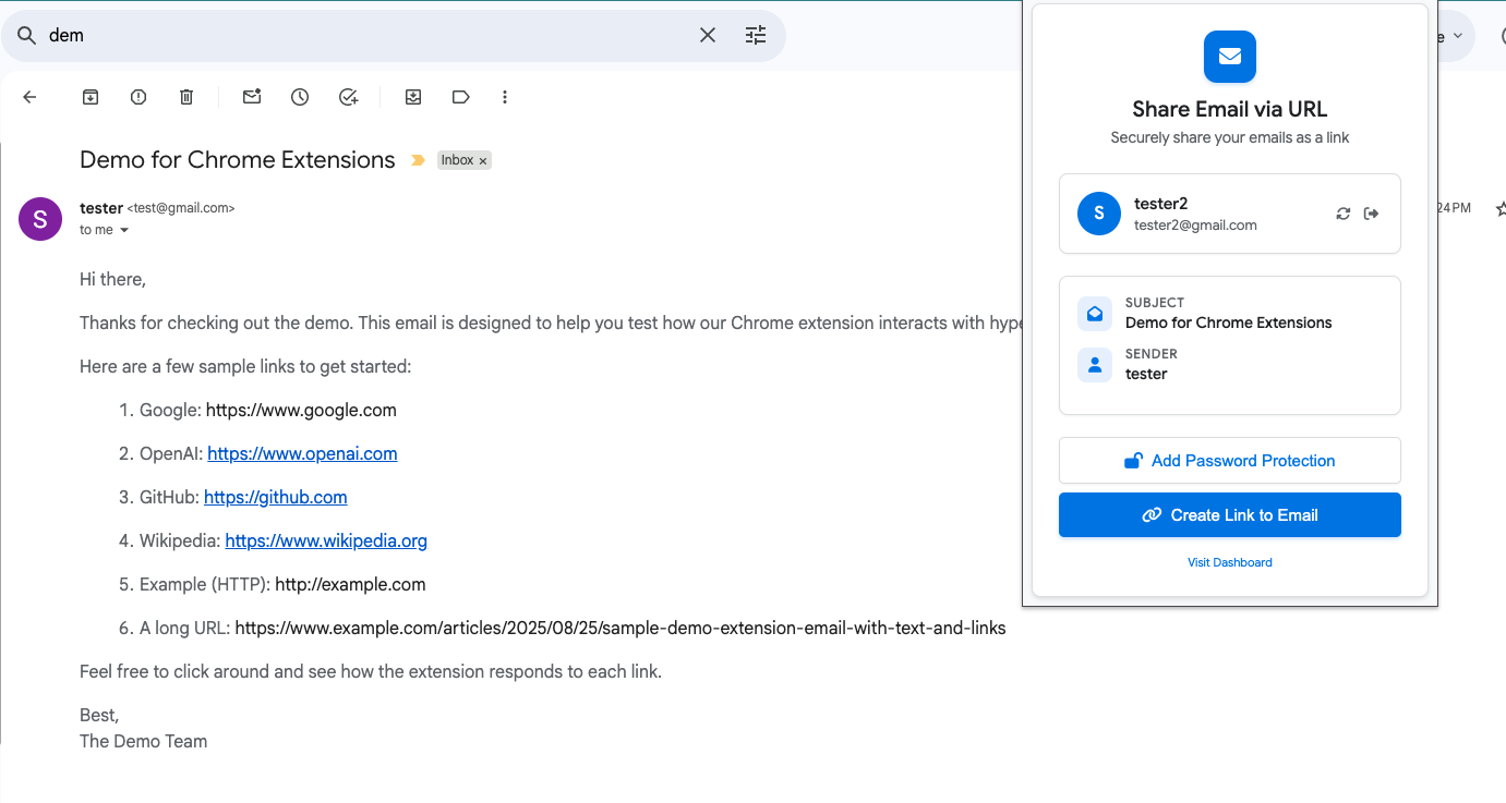 EmailLinks Screenshot 1